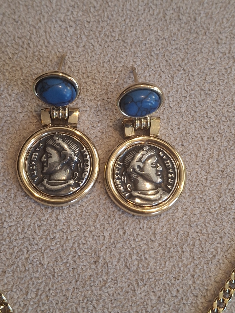 Gold-Tone Pendant Necklace with Blue Stone Accent - Picture 2 of 4